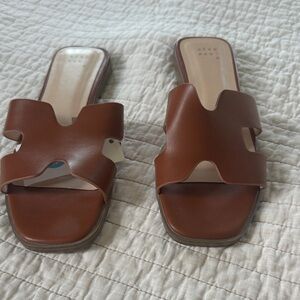 a new day Brown Slide Sandals